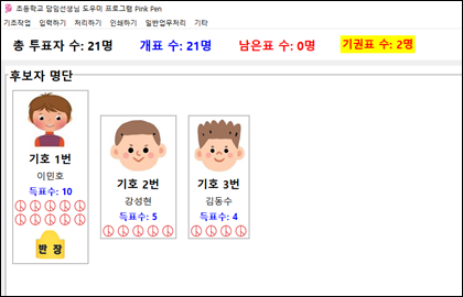 개표 결과 확인